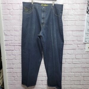Y2K Old Skool Baggy Jeans Big & Tall Sz 48 (Fits 46x33) Gold Embroidered Pockets